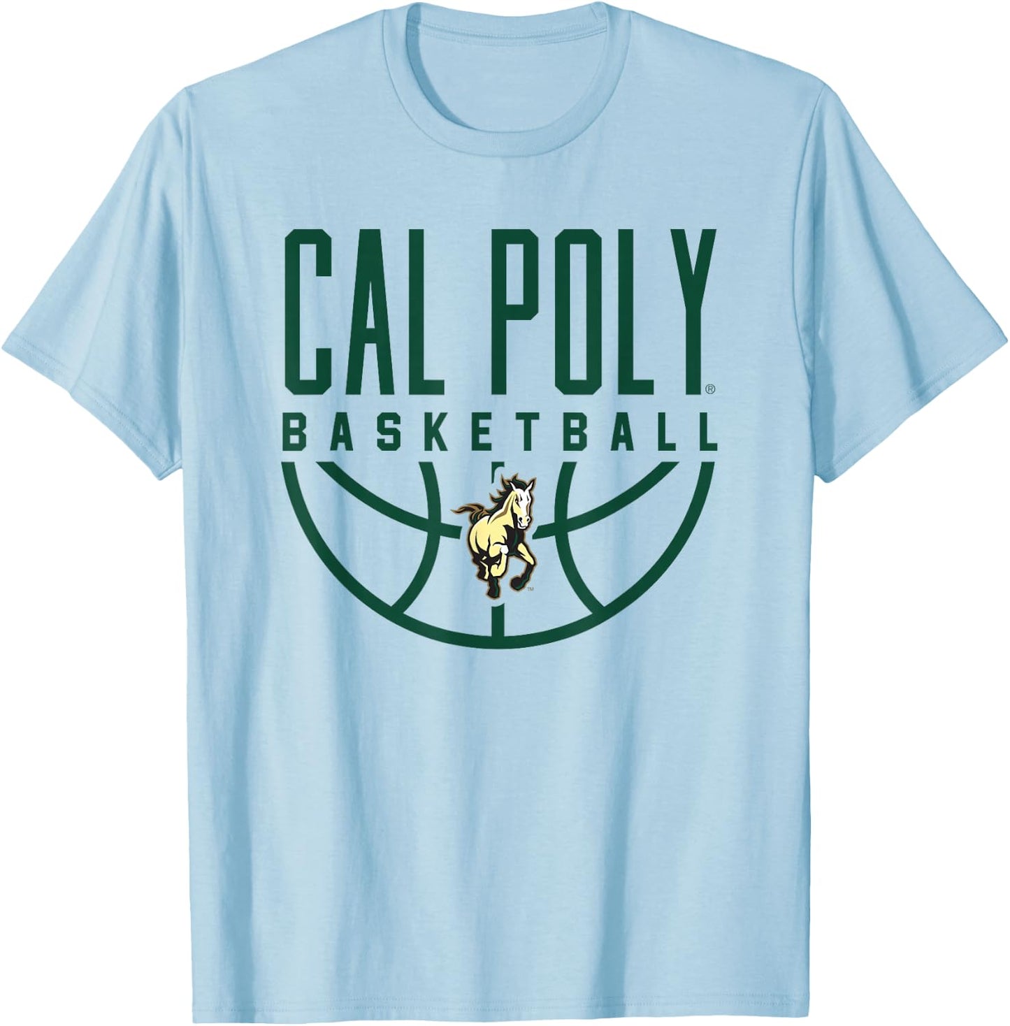 Cal Poly Mustangs Basketball Arch T-Shirt - T-Shirt | Light Blue
