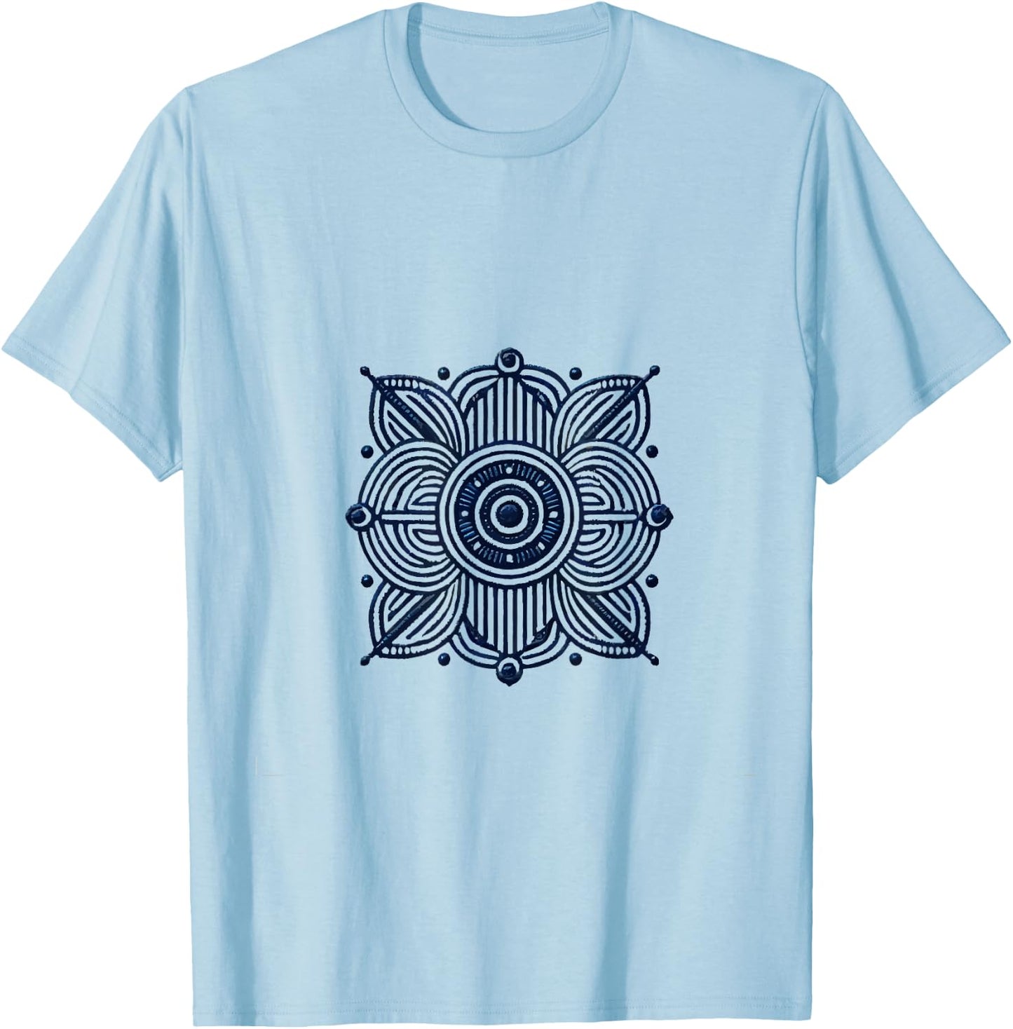 Motif floral géométrique avec détails symétriques T-Shirt - T-Shirt | Light Blue