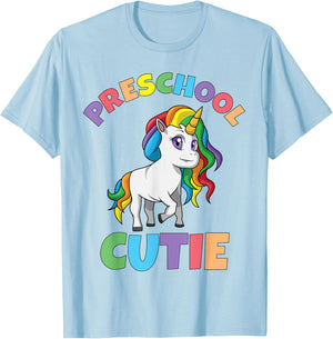 First Day of Preschool Girls Toddler Unicorn Preschool Cutie T-Shirt - T-Shirt | Light Blue