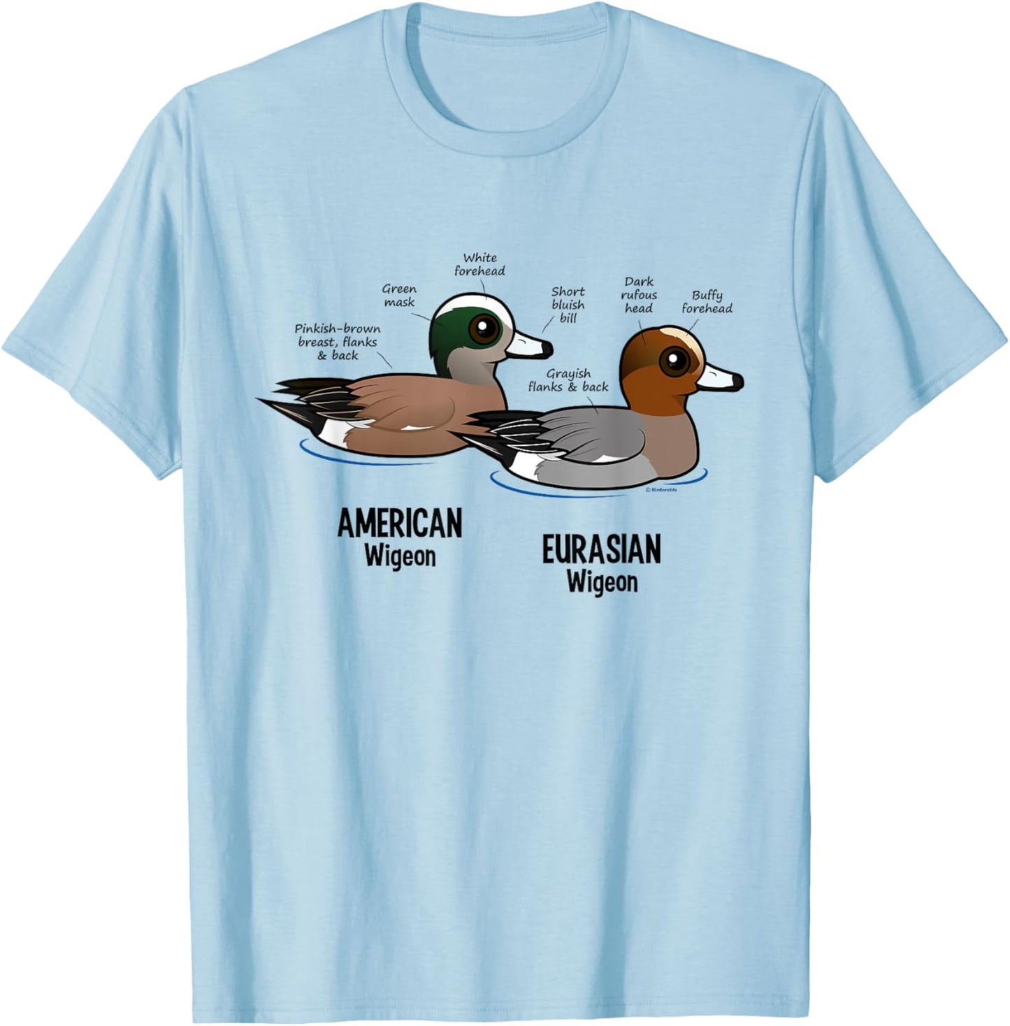 Wigeon Versus Wigeon Cute Cartoon Duck Waterfowl Statistics T-Shirt - T-Shirt | Light Blue