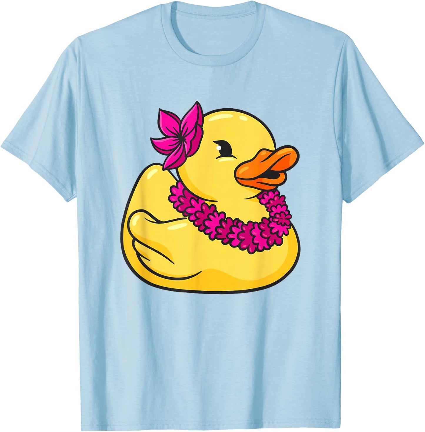 Hawaiian Rubber Duck Flower Wreath T-Shirt - T-Shirt | Light Blue