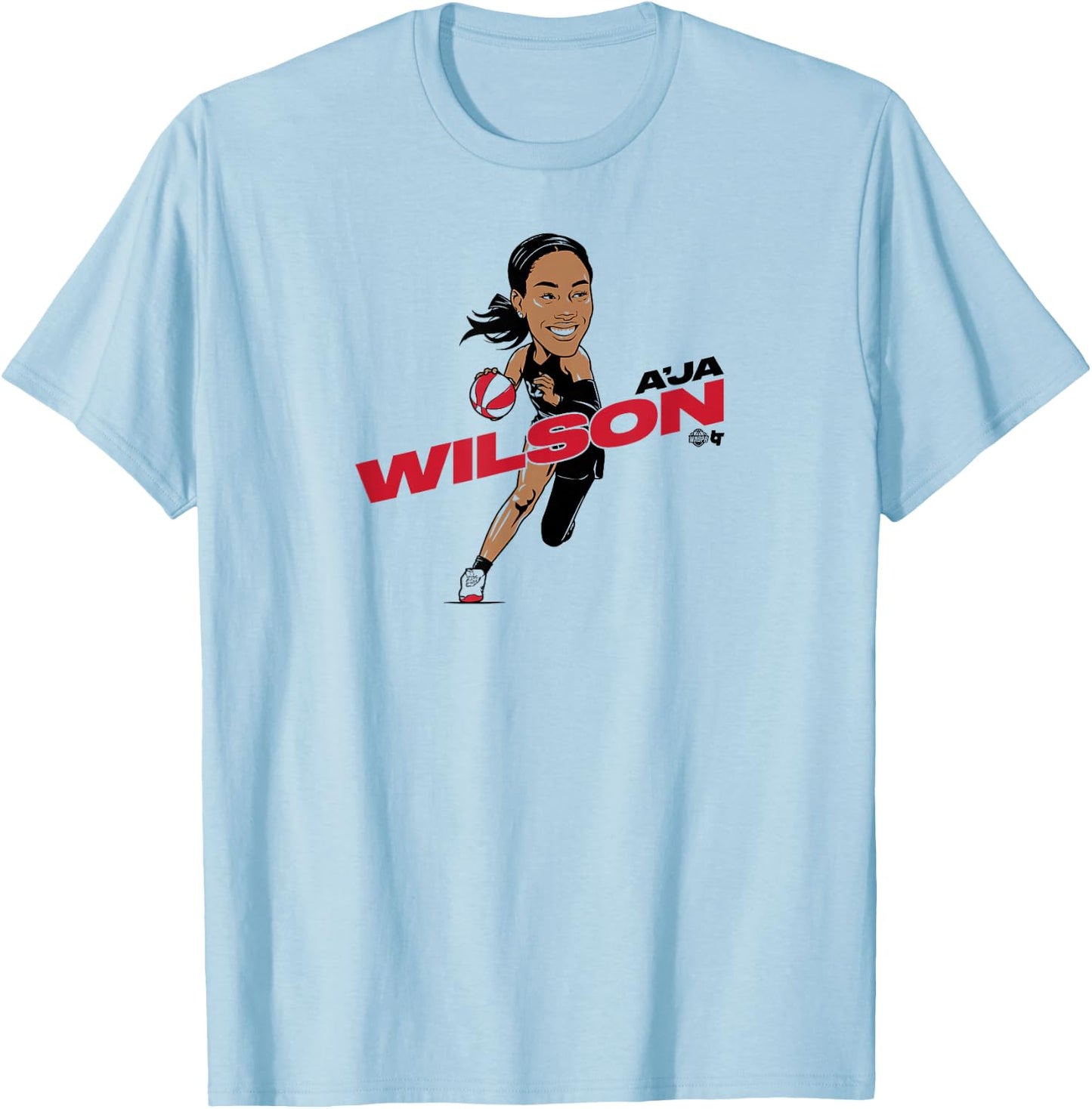 A'ja Wilson - Caricature - Las Vegas Basketball T-Shirt - T-Shirt | Light Blue