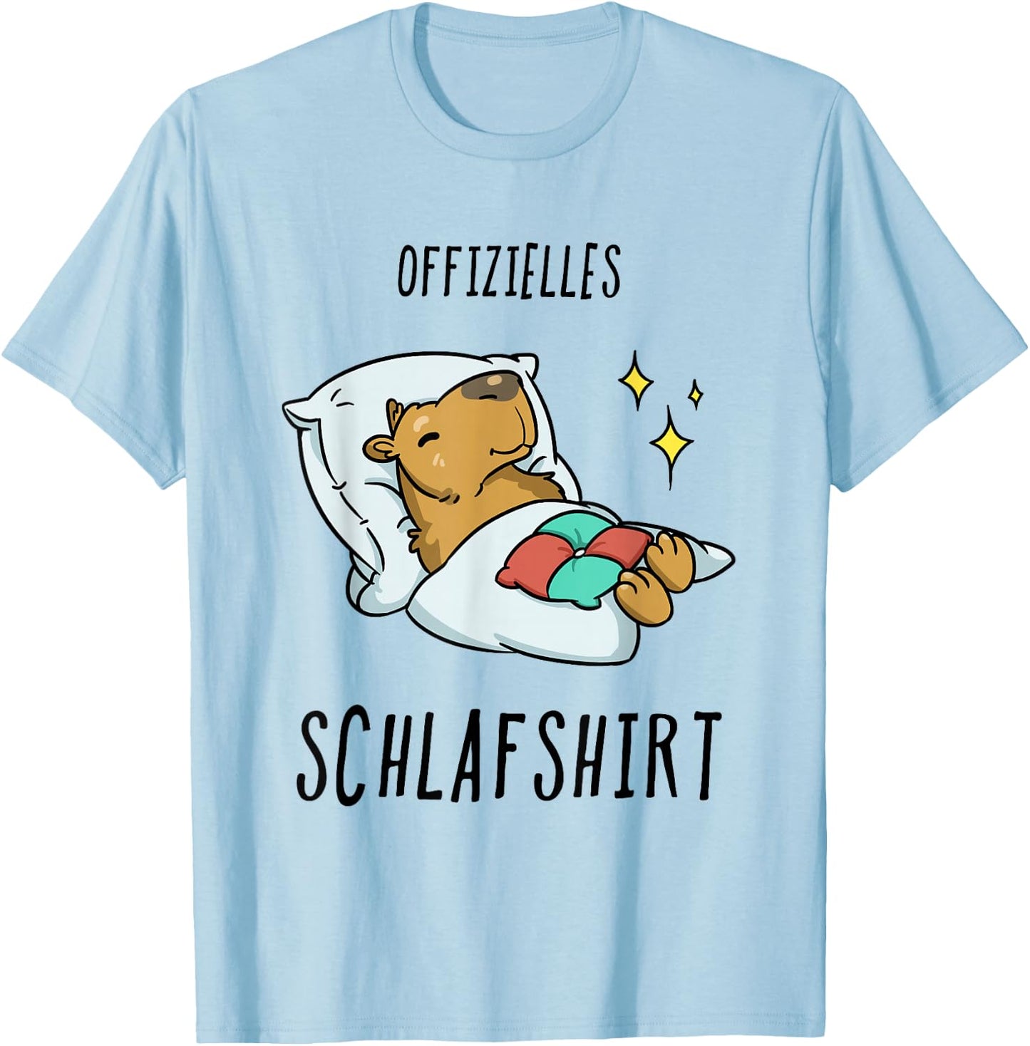 Capybara Water Pig Pyjamas , Grey, Small, Adult, Short Sleeve, , Classic, Sleep Shirt T-Shirt - T-Shirt | Light Blue