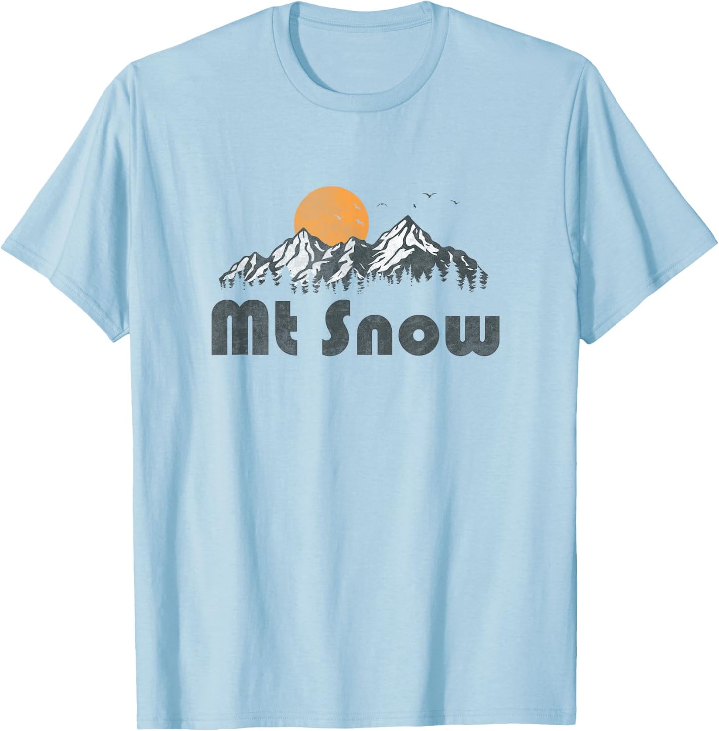Retro Mount Snow Vermont Vintage 80s Mountain Graphic T-Shirt - T-Shirt | Light Blue