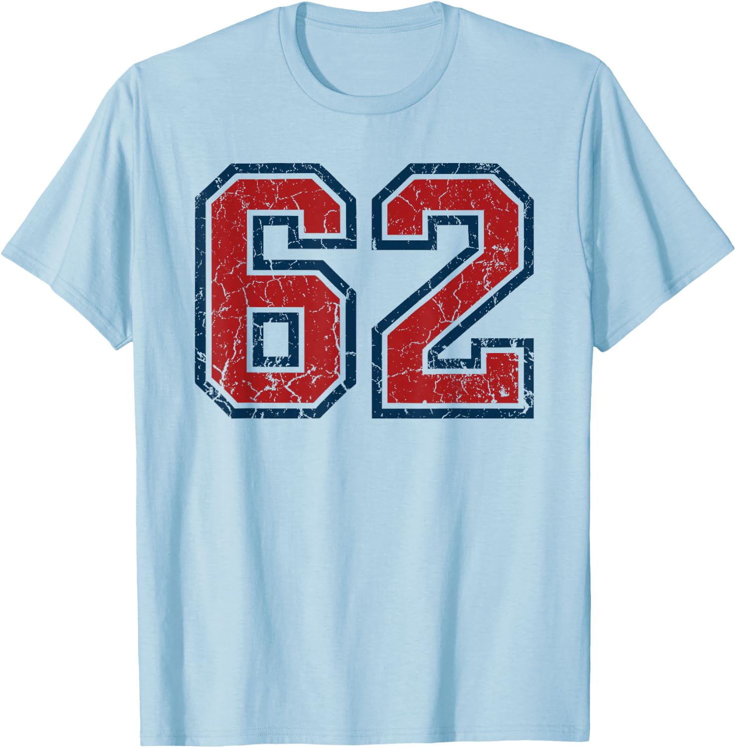 Red and Blue Sports Number 62 Jersey Uniform Player Fan T-Shirt - T-Shirt | Light Blue