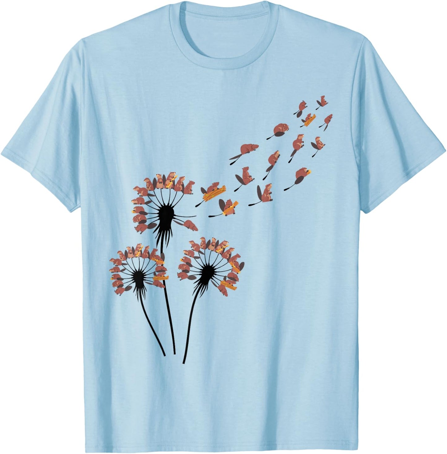 Flower Dandelion Beavers Stuff for Beaver Lover | Beaver T-Shirt - T-Shirt | Light Blue