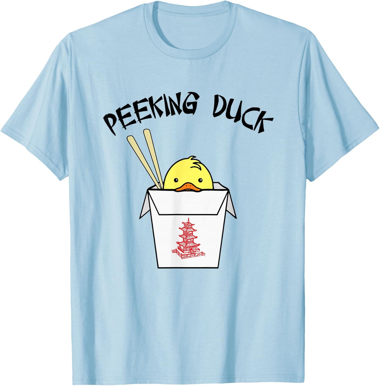 Peeking Duck funny cute Chinese food duck T-Shirt - T-Shirt | Light Blue