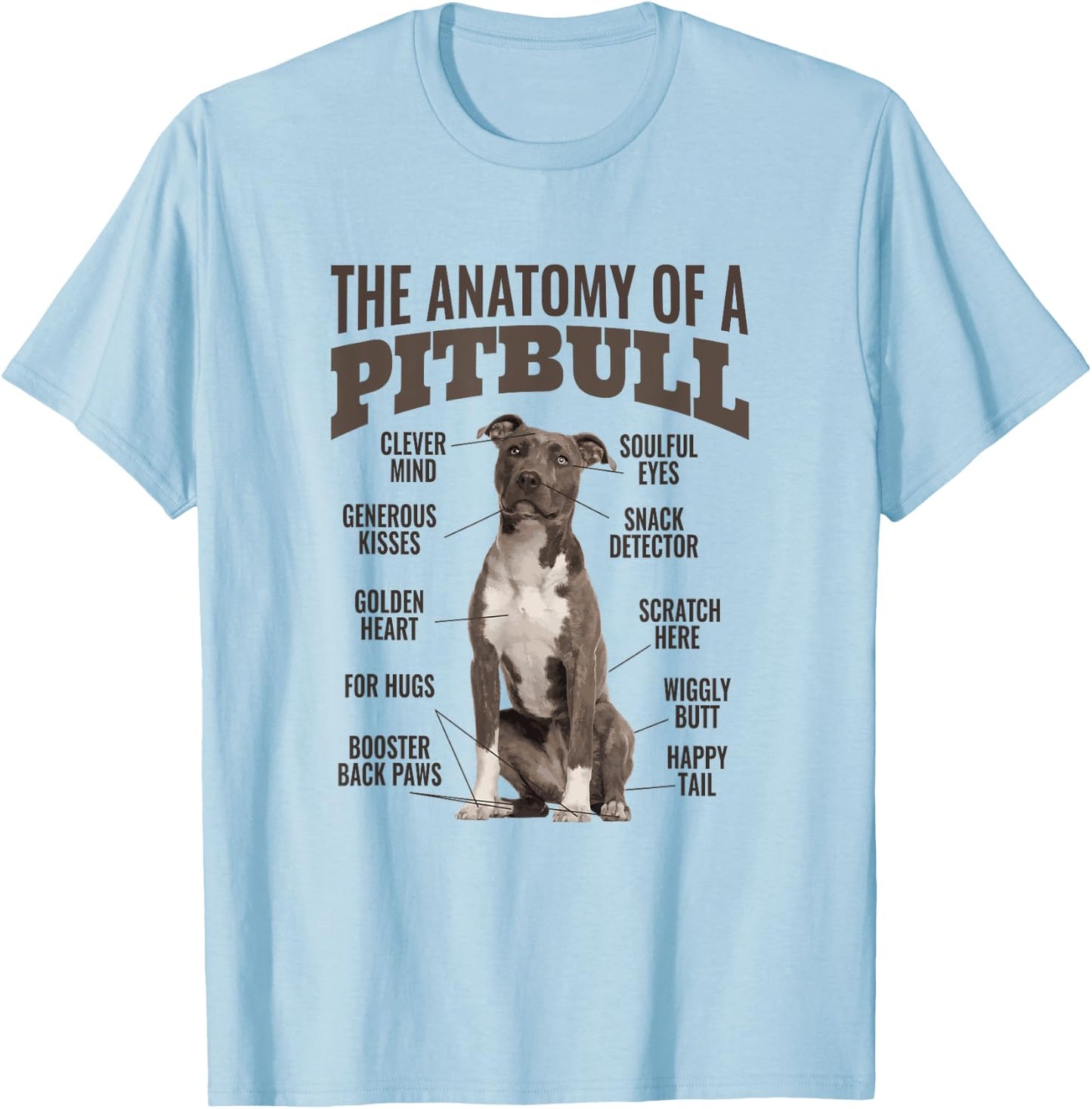 Anatomy Of A Pitbull Shirt Men Women Gift Dog Lovers T-Shirt - T-Shirt | Light Blue