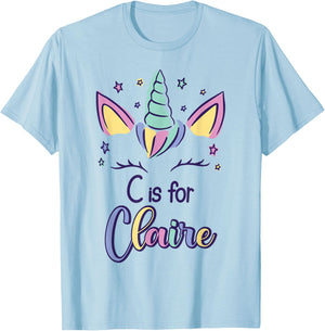 First Name Claire Personalized C Is For Claire T-Shirt - T-Shirt | Light Blue