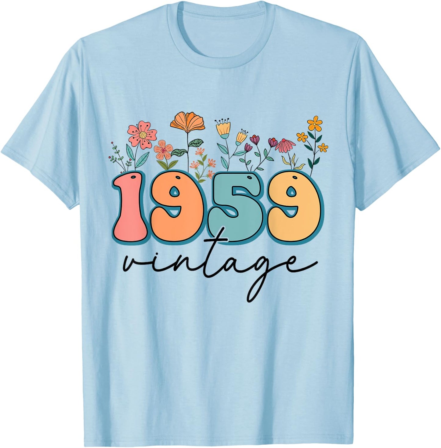 1959 Vintage Floral 65th Birthday 65 Years Old Flower Women T-Shirt - T-Shirt | Light Blue