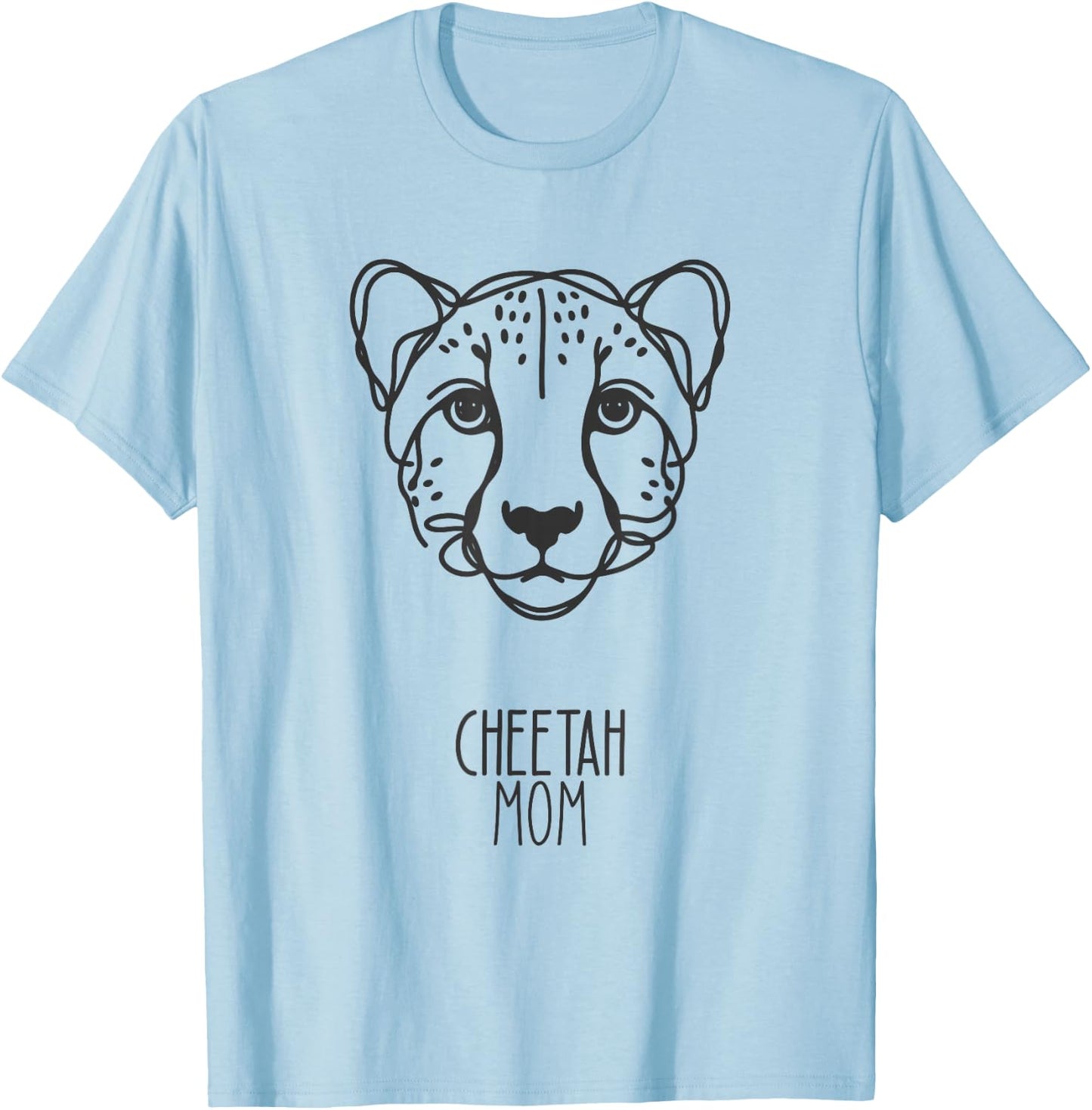 Line Art Best Cheetah Mom Women Cheetah T-Shirt - T-Shirt | Light Blue