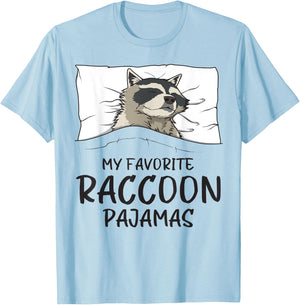 Favorite Raccoon Pajamas, Napping Racoon Pajama T-Shirt - T-Shirt | Light Blue