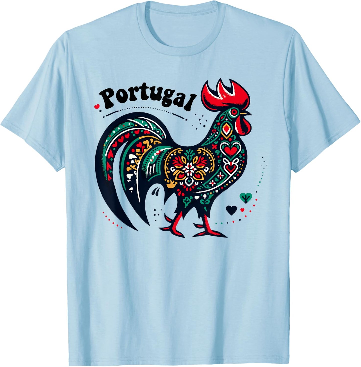 Portuguese Rooster Emblem Galo de Barcelos T-Shirt - T-Shirt | Light Blue
