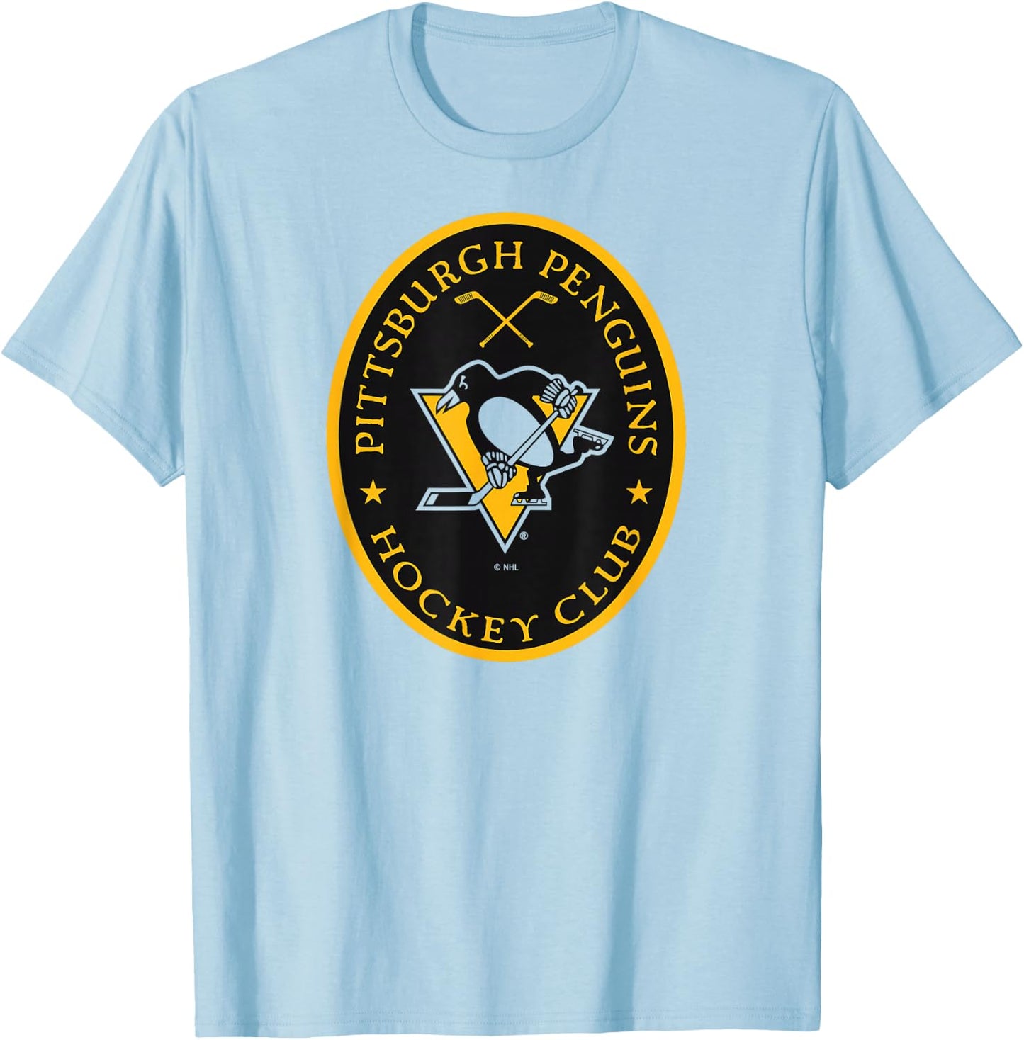 Pittsburgh Penguins Iconic White Officially Licensed T-Shirt - T-Shirt | Light Blue