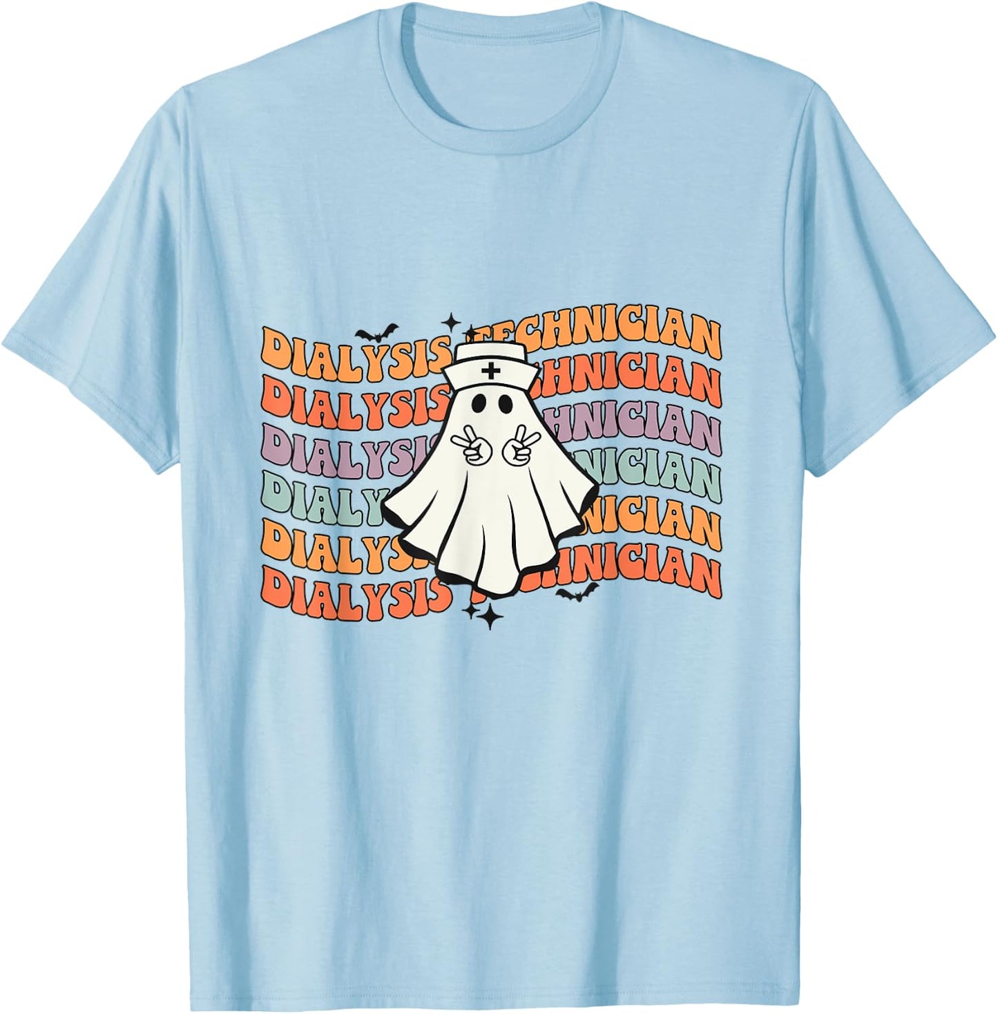 Groovy Dialysis Technician Boo Ghost Halloween Costumes T-Shirt - T-Shirt | Light Blue