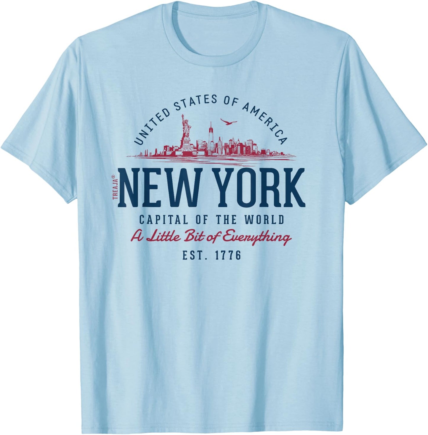 Vintage Look Retro Style United States New York , White T-Shirt - T-Shirt | Light Blue