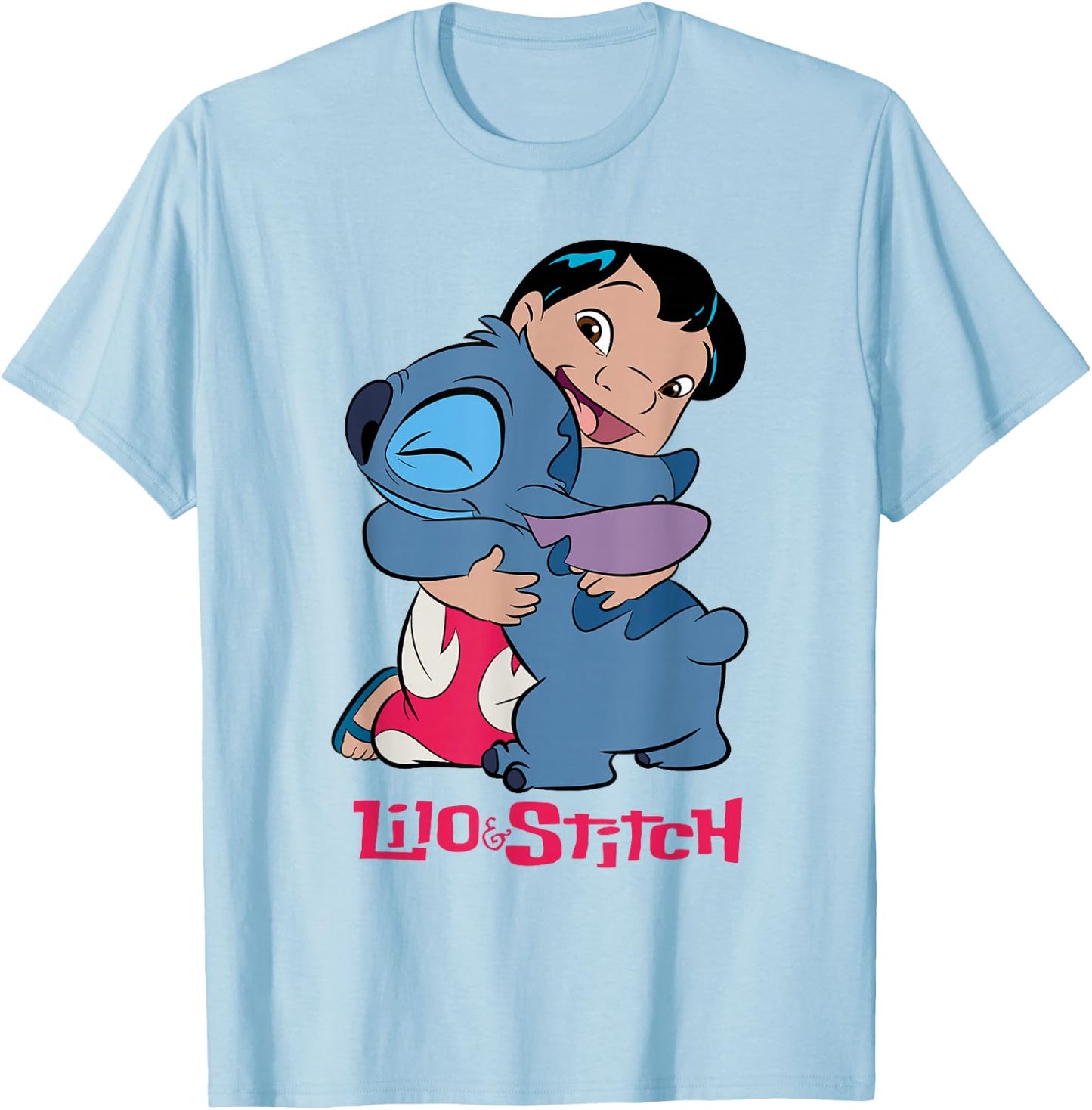 Disney Lilo & Stitch 90s Hug , Blue, S T-Shirt - T-Shirt | Light Blue