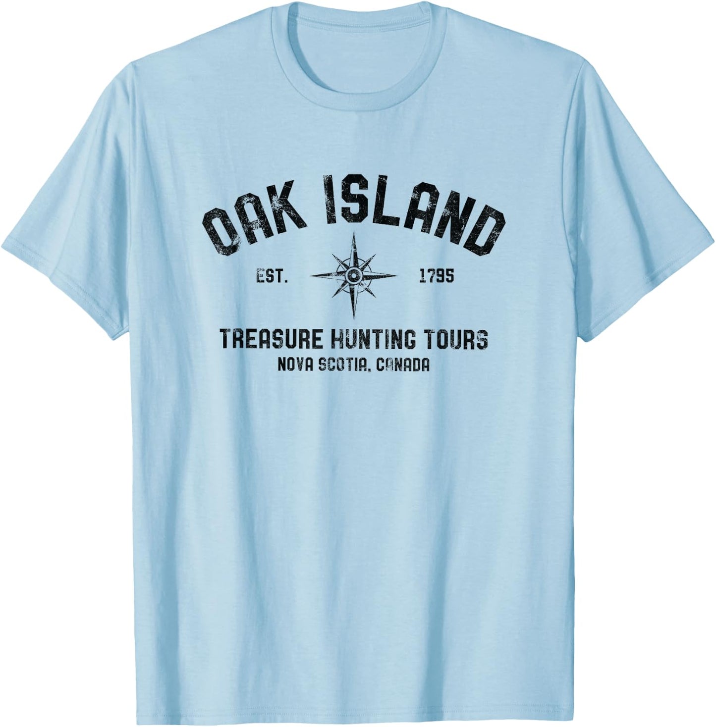 Oak Island Treasure Hunting Tours Vintage Compass Mystery T-Shirt - T-Shirt | Light Blue