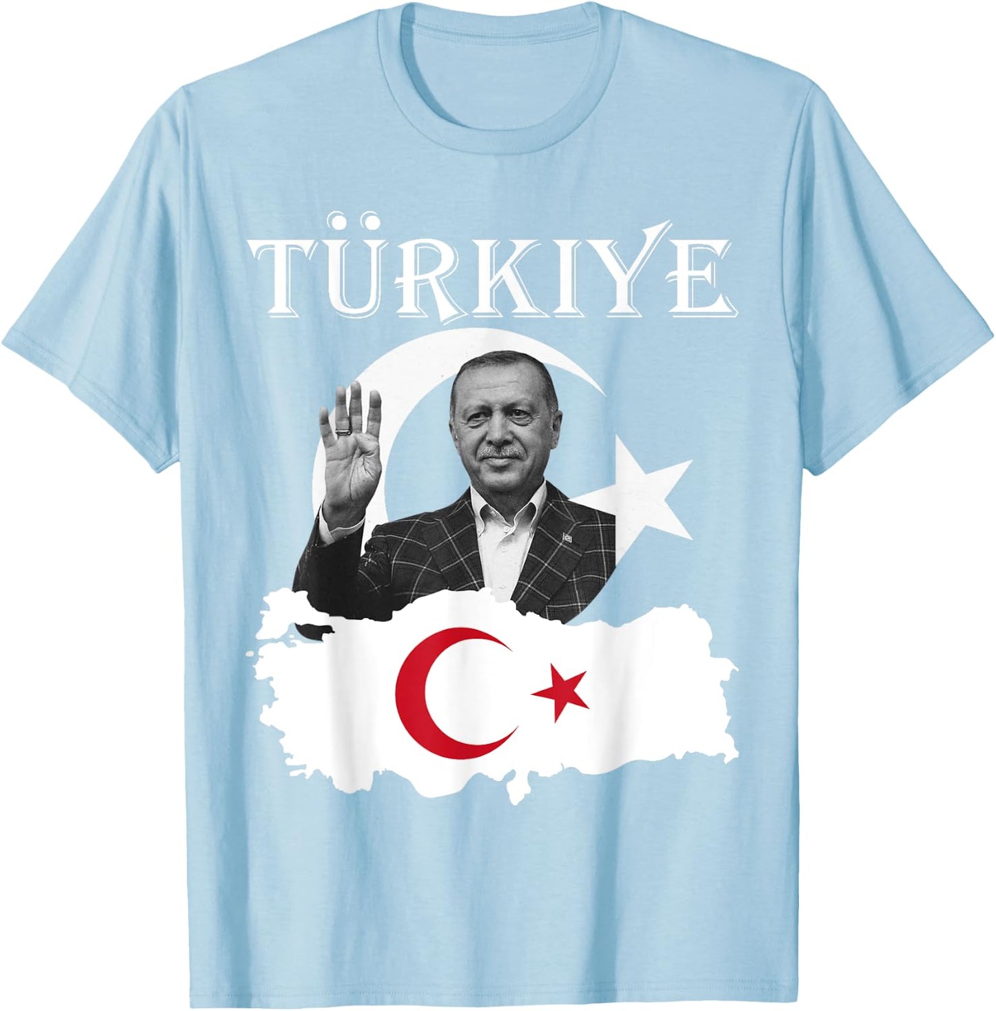 Recep Tayyip Erdogan Turkish Red Flag T-Shirt - T-Shirt | Light Blue