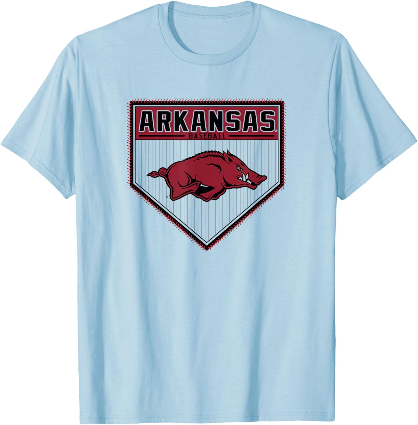 Arkansas Razorbacks Baseball Homeplate White T-Shirt - T-Shirt | Light Blue