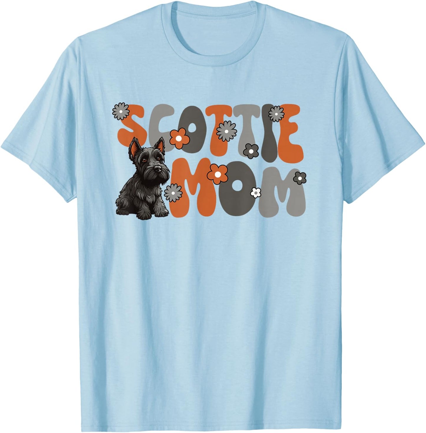 Scottish Terrier Groovy World's Best Scottie Mom T-Shirt - T-Shirt | Light Blue