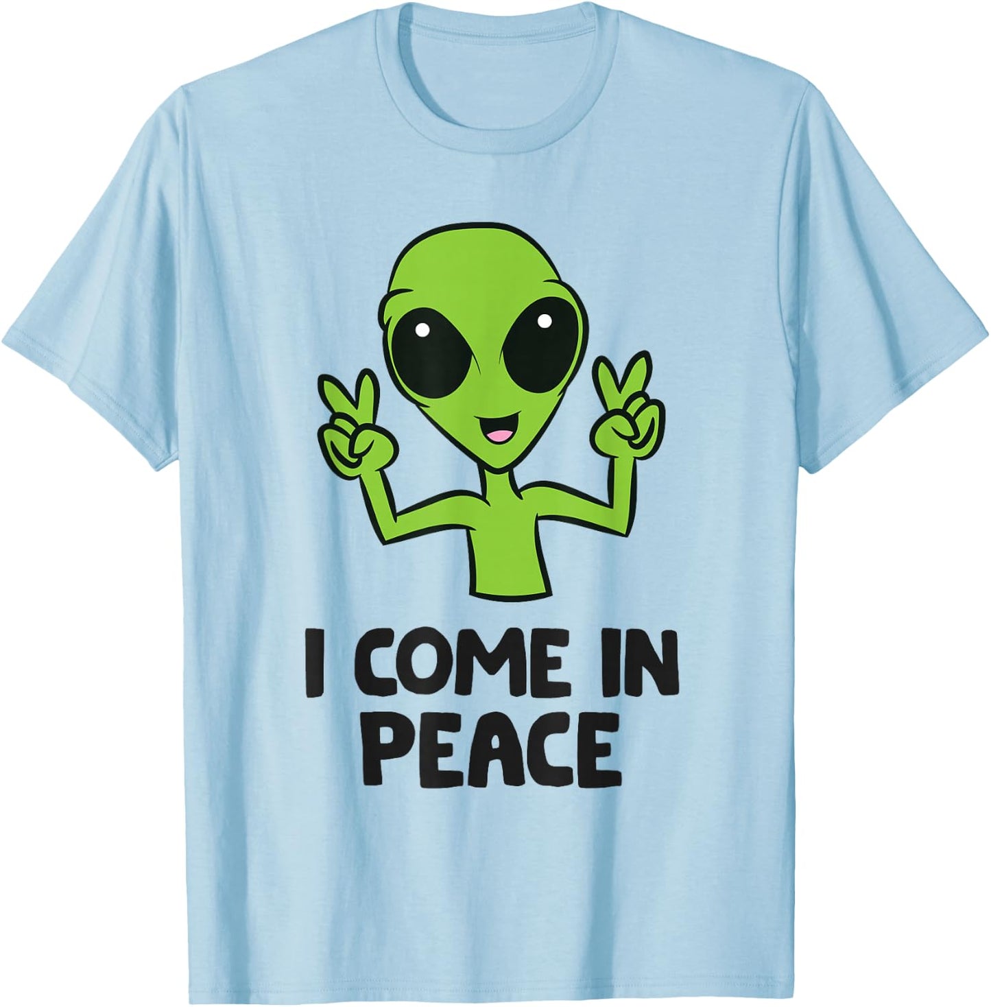 Alien I Come In Peace Space Rave EDM Music Alien T-Shirt - T-Shirt | Light Blue