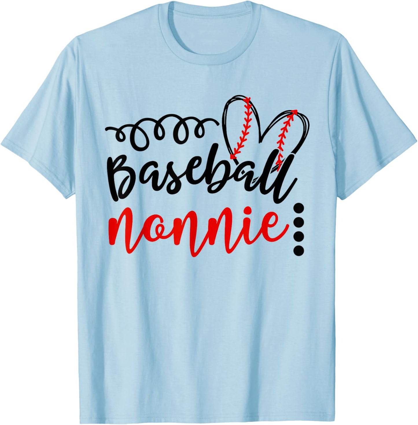Baseball Nonnie Heart Baseball T-Shirt - T-Shirt | Light Blue