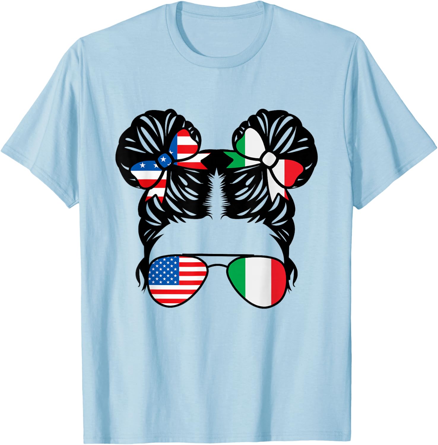 Half American Half Italian Girl USA Italy Flag Patriot T-Shirt - T-Shirt | Light Blue