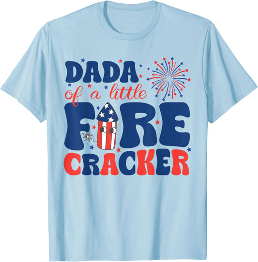 Dada of a Little Firecracker Family Matching 4th of July Women Kids Men T-Shirt - T-Shirt | Light Blue