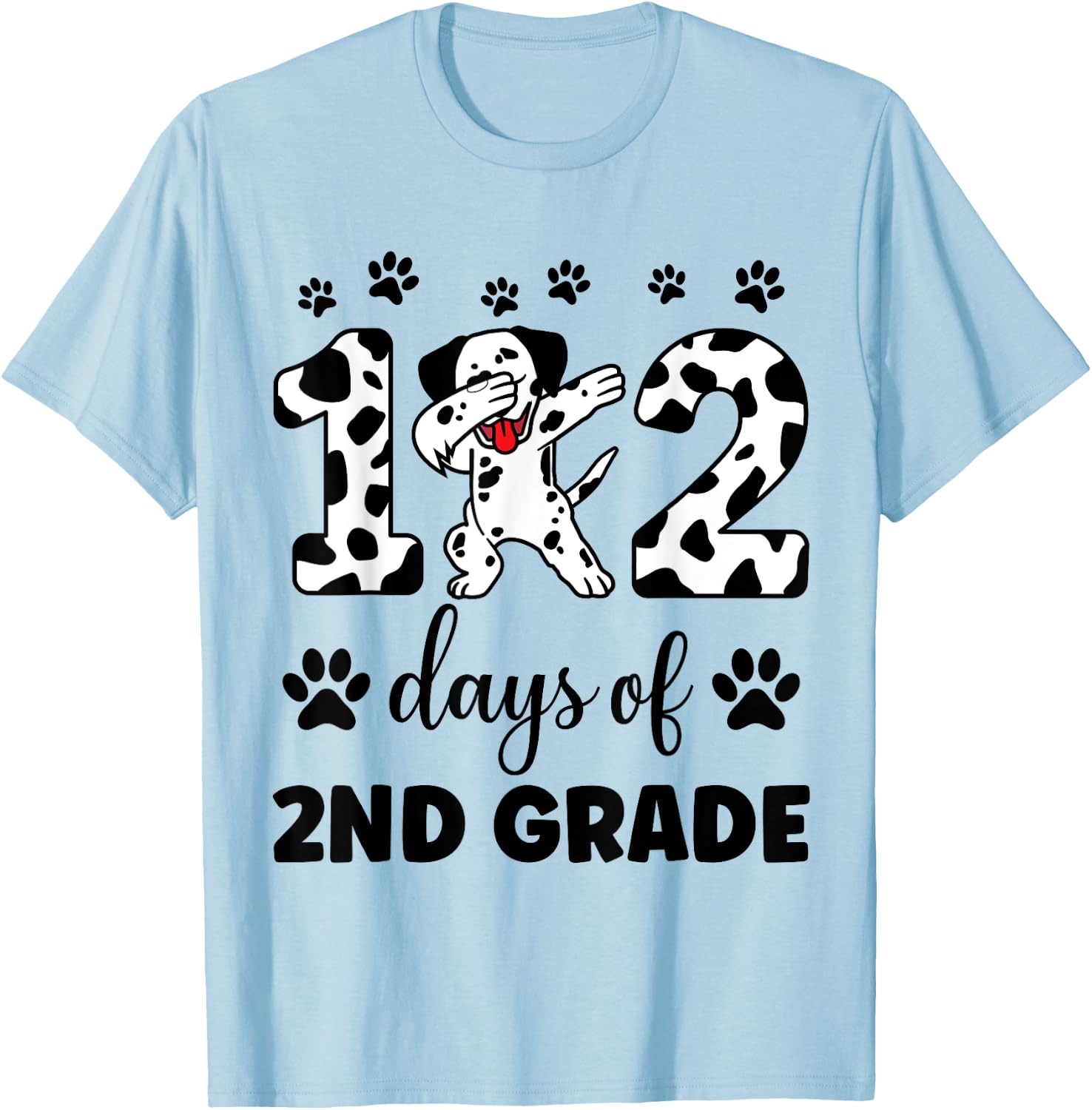 102 Day Of 2nd Grade Dalmatian Dog 100 Days Smarter Teacher T-Shirt - T-Shirt | Light Blue