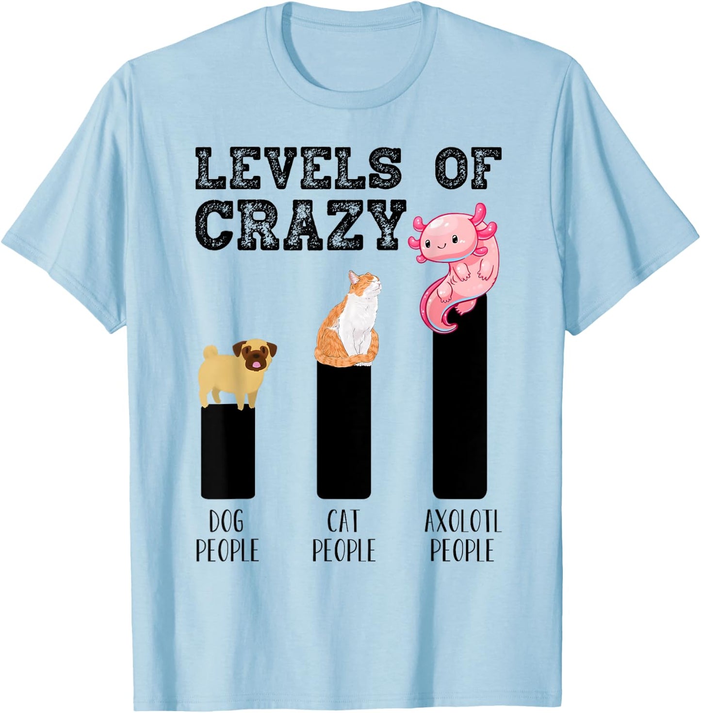 Funny Kawaii Axolotl Level Of Crazy Aqua Pet Axolotl Lovers T-Shirt - T-Shirt | Light Blue