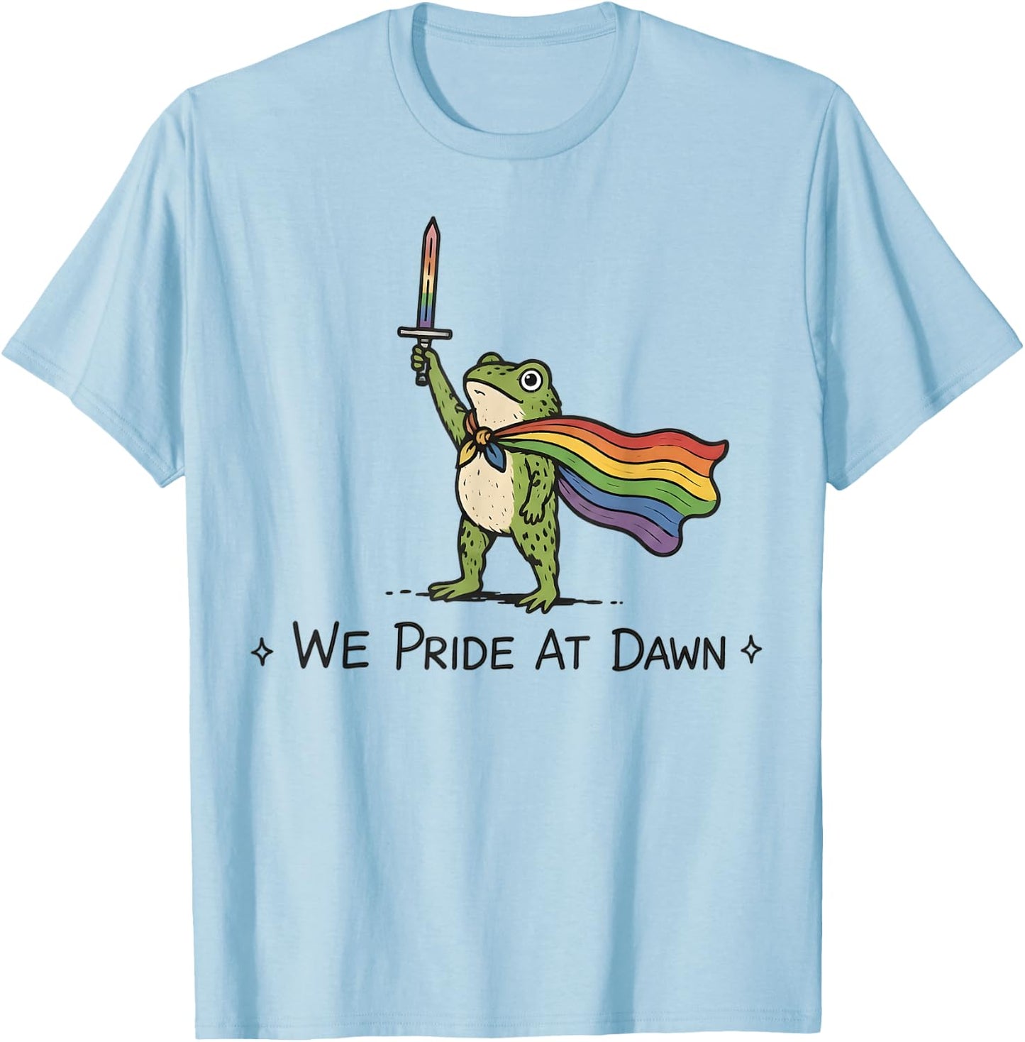Funny Frog We Pride At Dawn Rainbow Flag LGBT Pride Month T-Shirt - T-Shirt | Light Blue