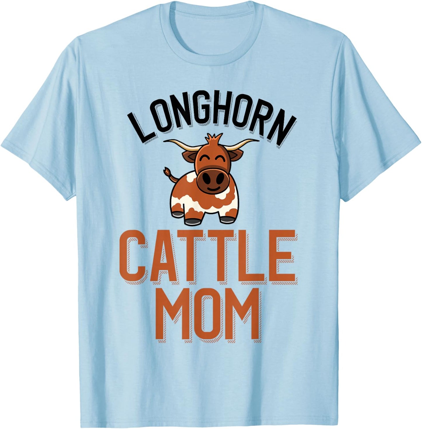 Longhorn Cattle Mom Cute Longhorn Cow Mom T-Shirt - T-Shirt | Light Blue