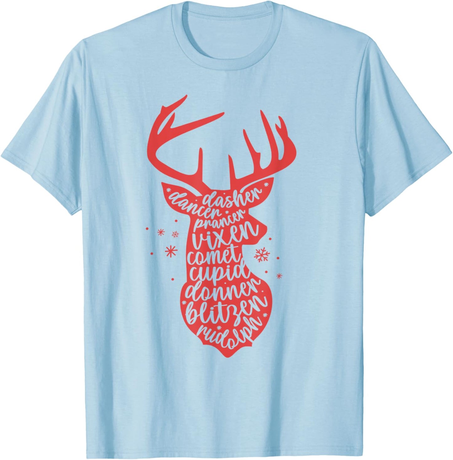 Christmas Reindeer Names Cute Holiday Rudolph Kids T-Shirt - T-Shirt | Light Blue