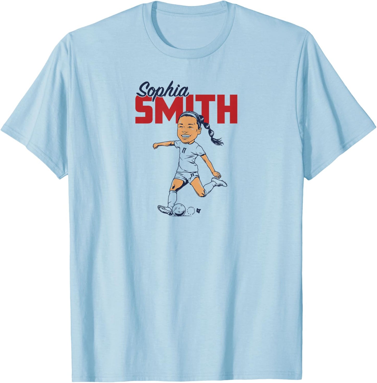 Sophia Smith: Caricature - USWNT Players Association Soccer T-Shirt - T-Shirt | Light Blue