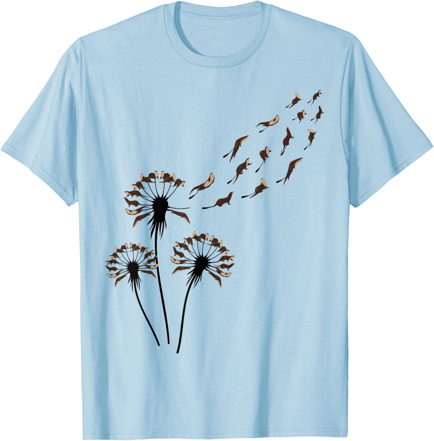 Flower Dandelion Otters Shirt for Otter Lover | Otter T-Shirt - T-Shirt | Light Blue