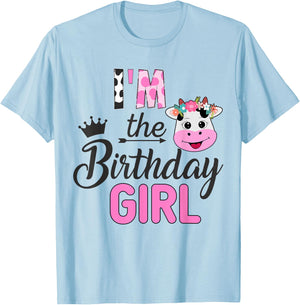I Am This From The Birthday Girl Farm Cow 1 Piece Birthday Girl T-Shirt - T-Shirt | Light Blue