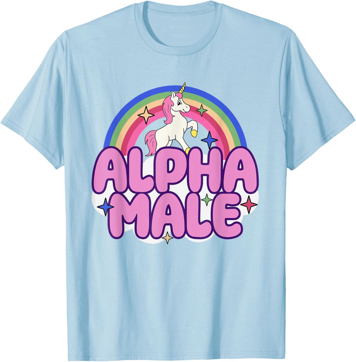 Ironic Male Alpha Unicorn Funny Sarcastic Funny Meme , blue T-Shirt - T-Shirt | Light Blue