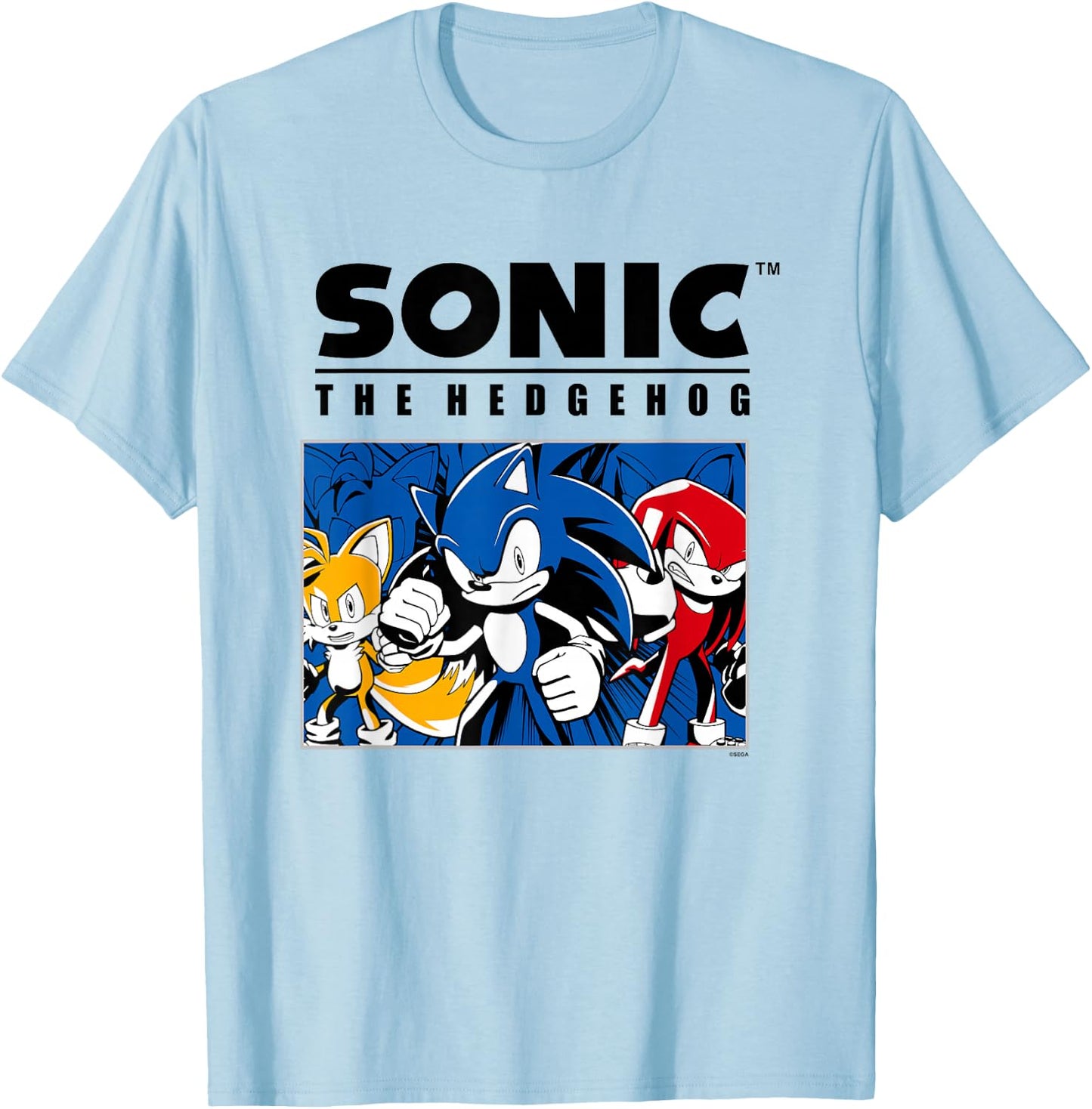 Sonic The Hedgehog Main Trio Heroic Group Portrait T-Shirt - T-Shirt | Light Blue