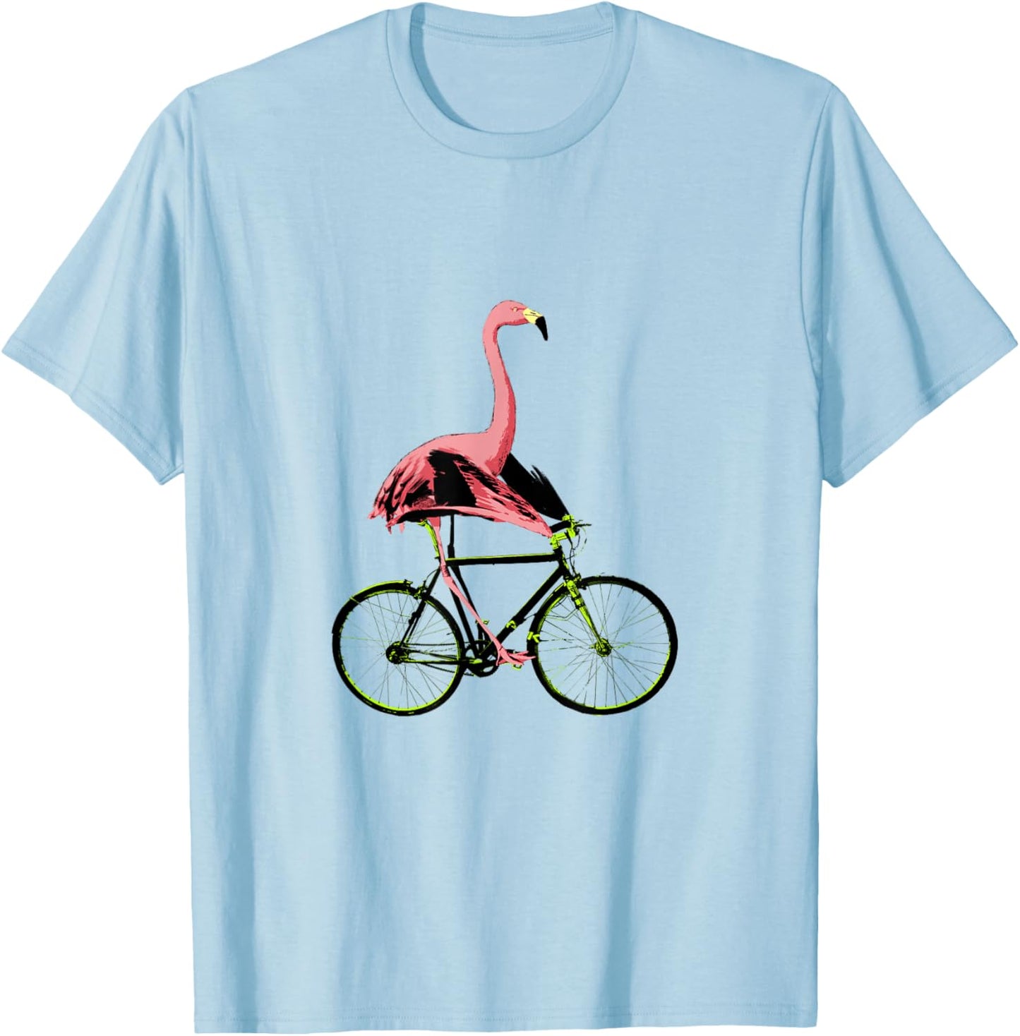 Flamingo on a Bicycle, Funny Cycling Item for a Cyclist T-Shirt - T-Shirt | Light Blue