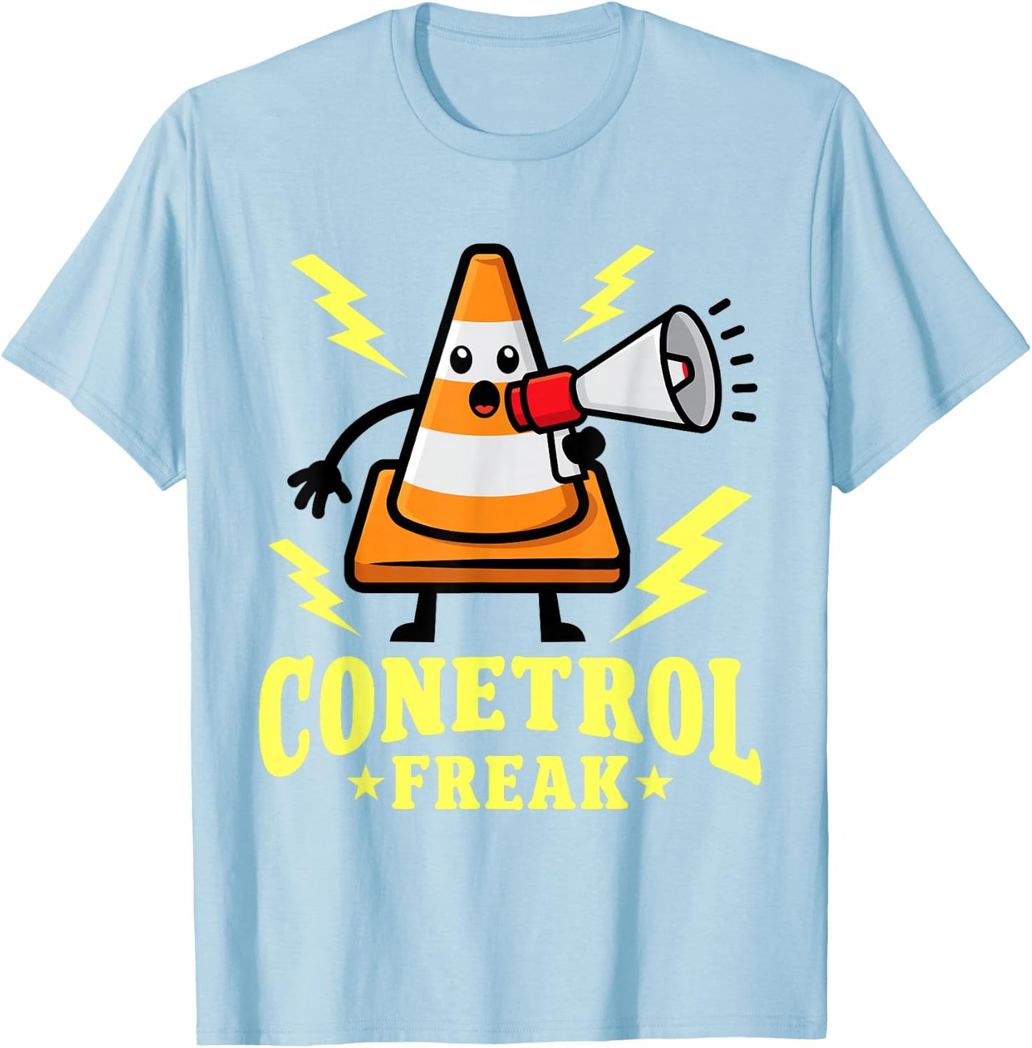 Funny Halloween Orange Traffic Cone Conetrol Freak T-Shirt - T-Shirt | Light Blue