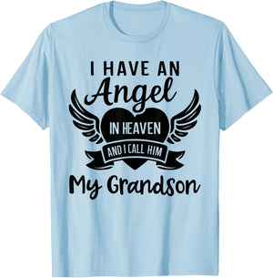 I Have an Angel in Heaven And I Call Him My Grandson Lost T-Shirt - T-Shirt | Light Blue