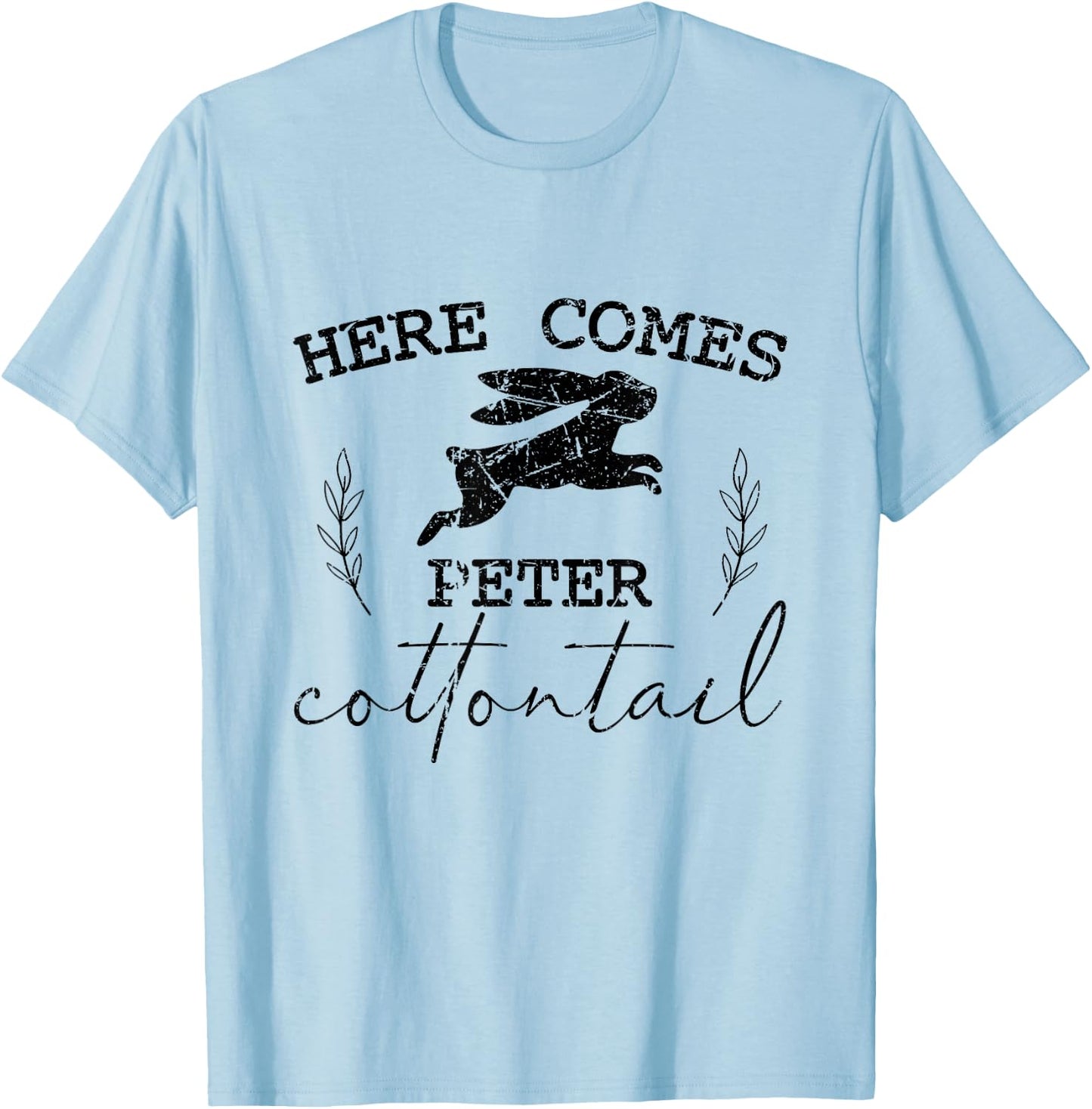Here Comes Peter Cottontail Vintage Funny Springtime Easter T-Shirt - T-Shirt | Light Blue