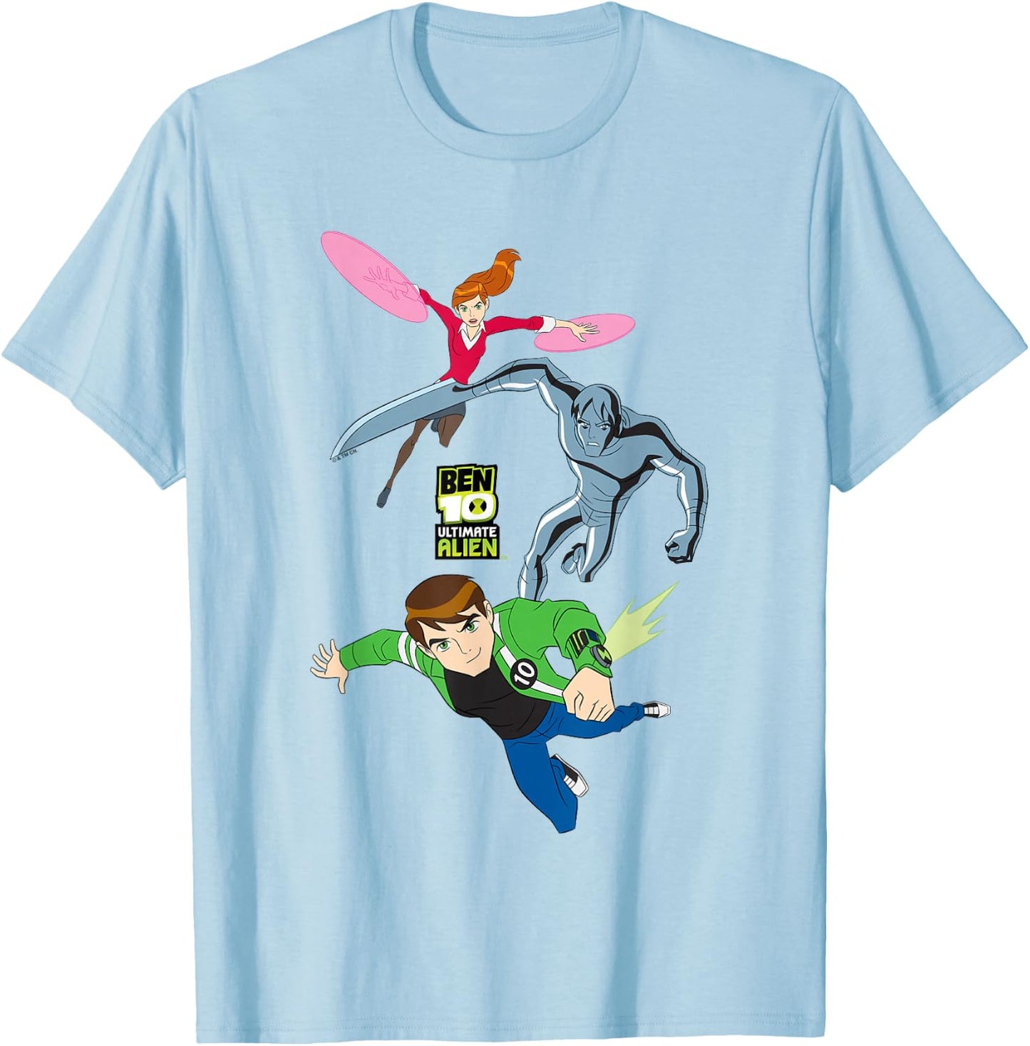 Ben 10 Ultimate Alien: Cosmic Destruction Main Trio Shot T-Shirt - T-Shirt | Light Blue