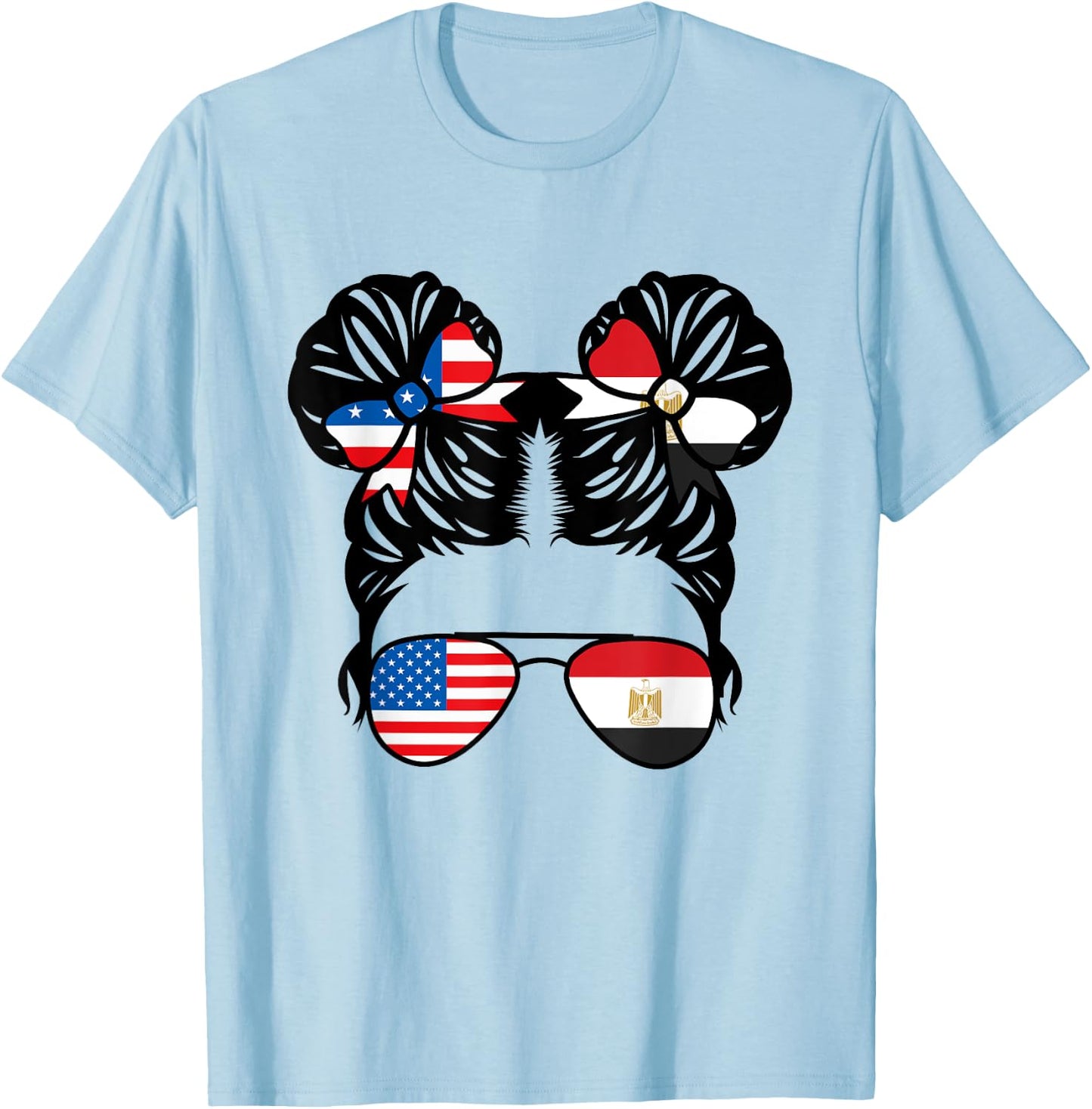 Half American Half Egyptian Girl USA Egypt Flag Patriot T-Shirt - T-Shirt | Light Blue