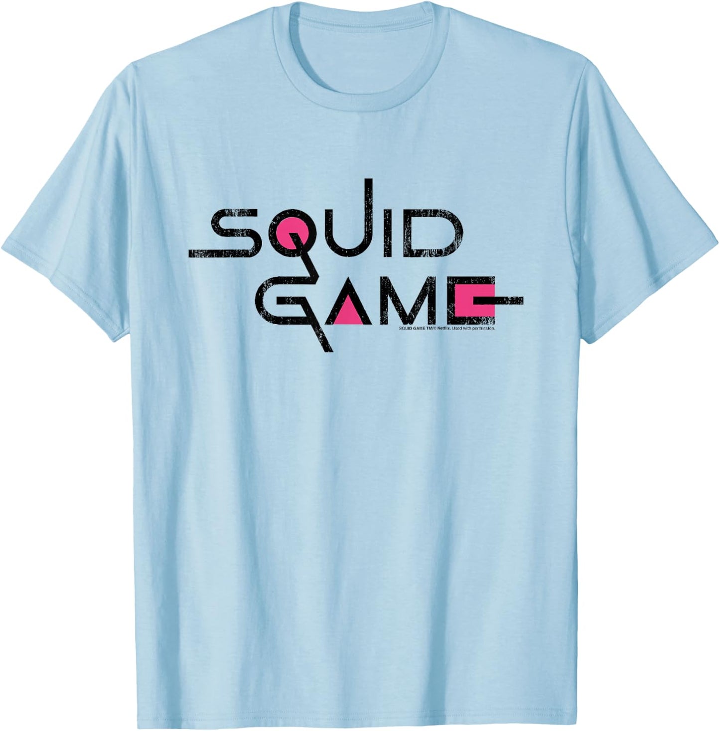 Squid Game Classic Logo Text Black , white, S T-Shirt - T-Shirt | Light Blue