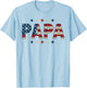 Papa Bold Patriotic American Flag Father's Day 4th of July T-Shirt - T-Shirt | Light Blue