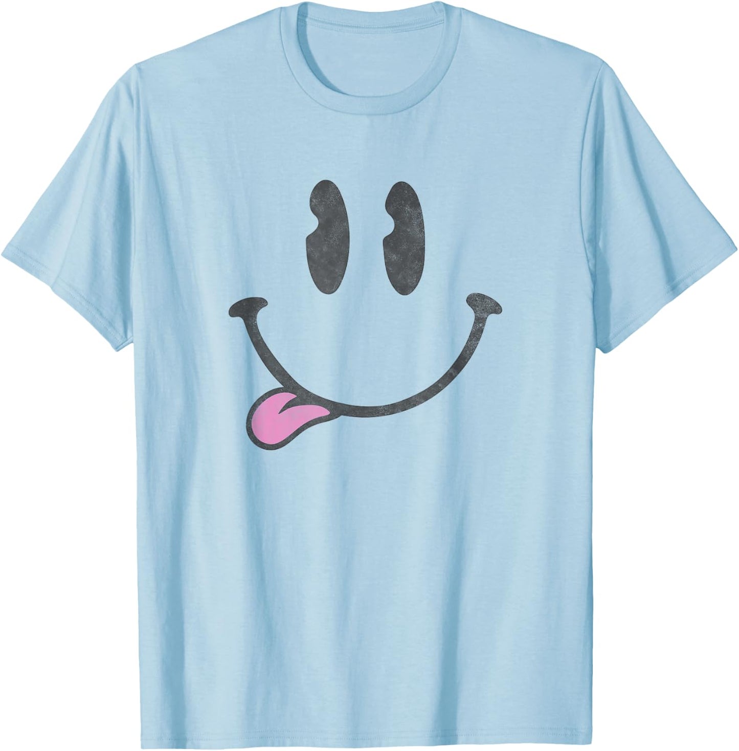 Trendy Happy Smiley , white, S T-Shirt - T-Shirt | Light Blue