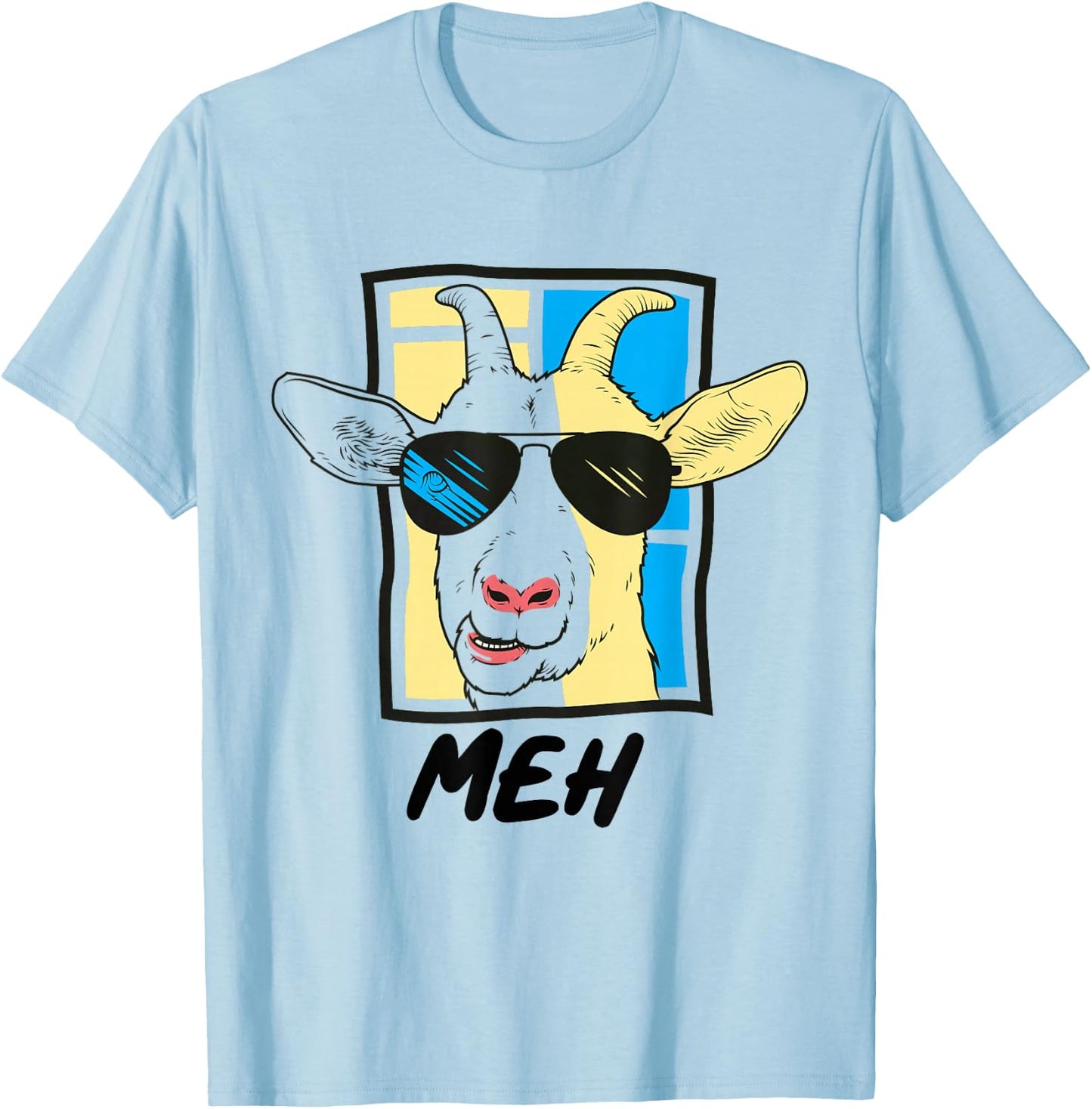 Meh Shirt Sarcastic Goat Lover Funny Farm Animal Goat Farmer T-Shirt - T-Shirt | Light Blue