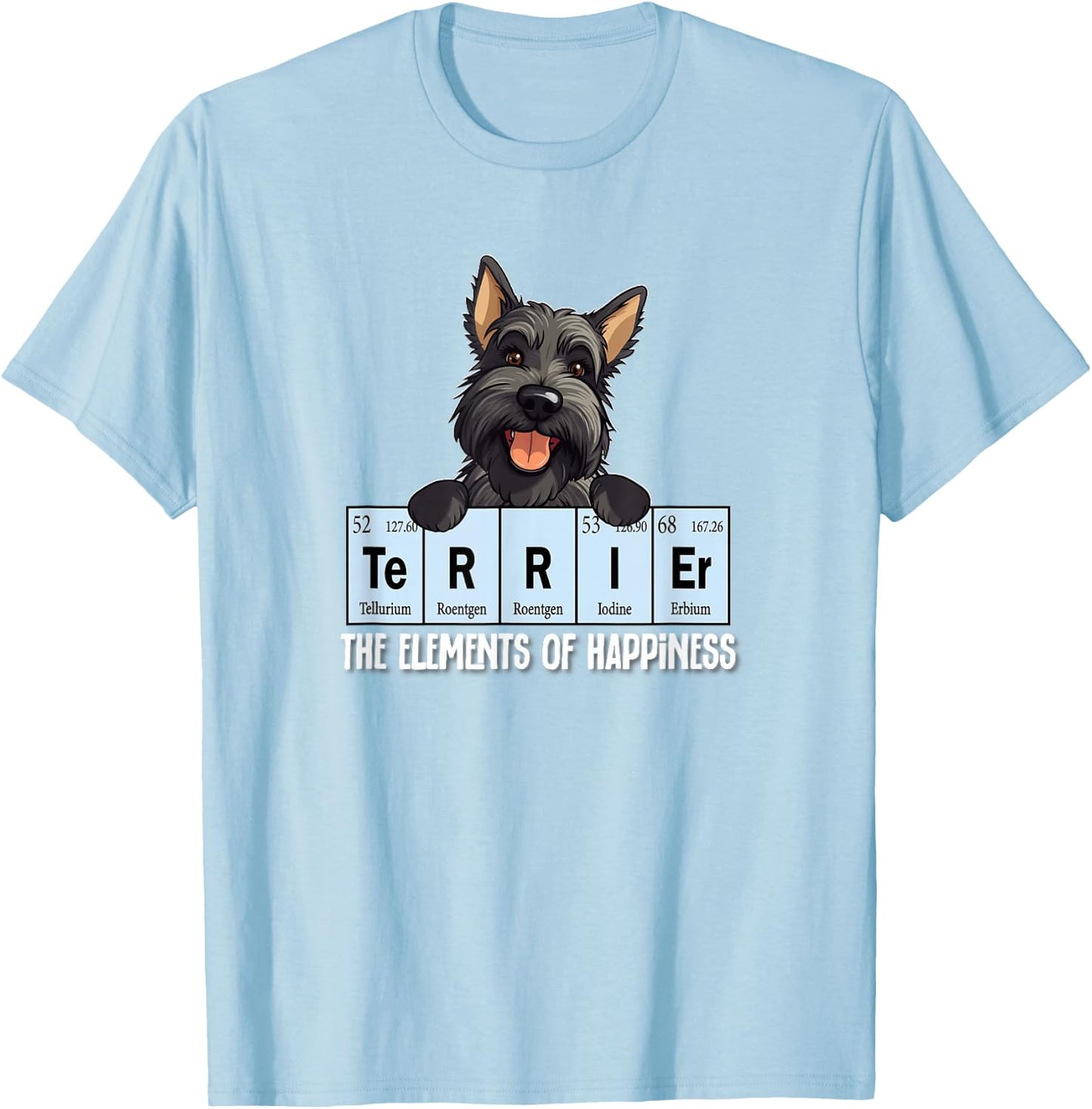 Cute Girls Elements Happiness Scottish Terrier Lover T-Shirt - T-Shirt | Light Blue